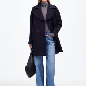 Madewell Deep Blue  Oversized-Collar Peacoat in Insuluxe Fabric. Excellent cond